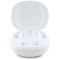 Bezvadu austiņas TWS Guess Flat Classic Logo Galvanizēts balts