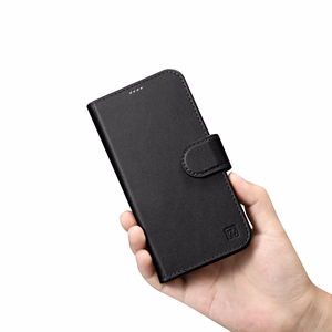 iCarer Maki apvalks 2in1 vāks iPhone 14 Plus Anti-RFID ādas atverams apvalks melns (WMI14220727-BK)