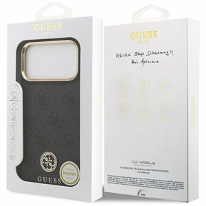 Guess чехол для iPhone 17 Pro Max совместимый с MagSafe GUHMP17XP4GRMDEK (PU W/ 4G Strass Logo) чёрный