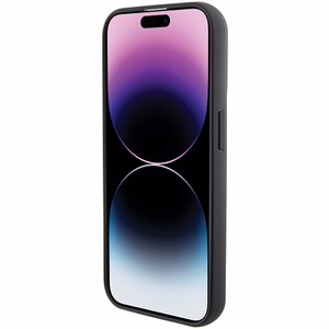Karl Lagerfeld viedtālruņa apvalks ar statīvu Gripstand Saffiano Choupette Pins iPhone 15 Pro - melns