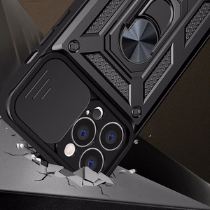 Чехол Hybrid Armor Camshield для Realme 10 Pro+ бронированный с защитой камеры чёрный