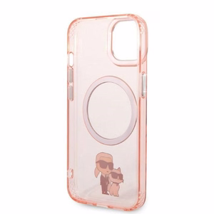Karl Lagerfeld KLHMP14MHNKCIP iPhone 14 Plus 6.7" kietais apvalks rozā/rozā Ikonisks Karl&Choupette Magnētiskais