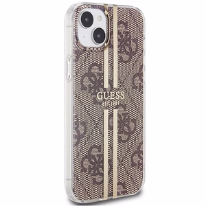 Guess IML 4G Gold Stripe viedtālruņa apvalks iPhone 15 Plus / 14 Plus - brūns
