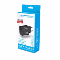 Esperanza EZC105K mains charger 20W melns