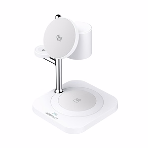 Acefast E39 Qi2.2 25W 4-in-1 bezvadu galda lādētājs telefonam, pulkstenim un austiņām ar nakts gaismu - balts