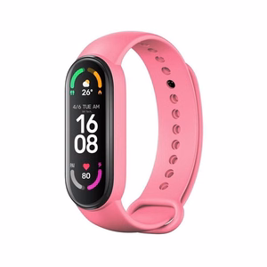 Силиконовый ремешок для Xiaomi Mi Band 5 / 6 / 7 розовый (06)