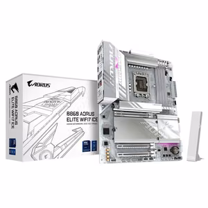 GIGABYTE B860 AORUS ELITE WIFI7 ICE материнская плата — Intel Core Ultra Series, 14+1+2+1 фаз VRM, до 9200MHz DDR5, 1xPCIe 5.0 + 2xPCIe 4.0 M.2, 2.5GbE LAN, WIFI 7, USB 4