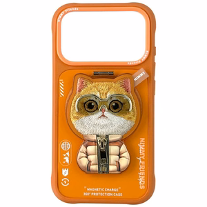 Чехол Nimmy Cool&Cute 2.0 Cat для iPhone 17 Pro с магнитным держателем - оранжевый