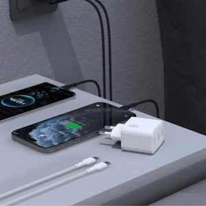 Dudao A28PCEU PD 45W GaN 2xUSB-C Wall Lādētājs with USB-C Kabelis - Balts