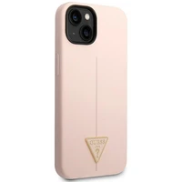 Guess GUHCP14SSLTGP iPhone 14 6.1" rozā silikona apvalks viedtālrunim ar trīsstūrveida dizainu