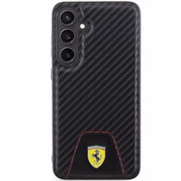 Ferrari Carbon Stitched Bottom viedtālruņa apvalks Samsung Galaxy S24+ - melns