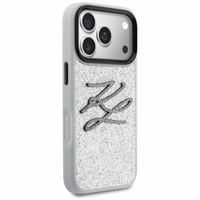 Karl Lagerfeld IML Glitter KL Diamond Logo maciņš for iPhone 17 Pro Max - sudraba
