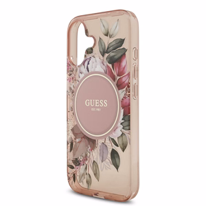 Guess IML Flowers Strap MagSafe vāciņš Apple iPhone 17, rozā