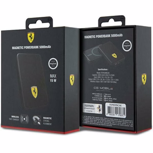 Внешний аккумулятор Ferrari Metal Logo MagSafe 15W 5000mAh - чёрный