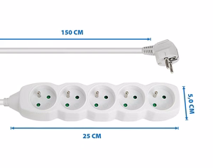 Esperanza ELK207W – iekštelpu pagarinātājs ar 5 kontaktligzdām, 1.5 m, balts