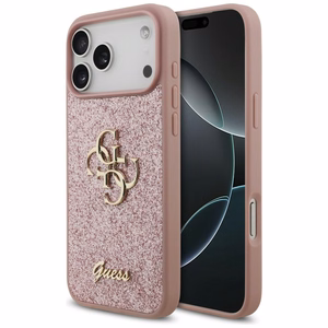 Guess Fixed Glitter Big 4G maciņš iPhone 18 Pro Max / 17 Pro Max, rozā