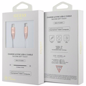 Guess Ebossed Logo USB-C / USB-C Cable 1.5m Fast Charging - Pink