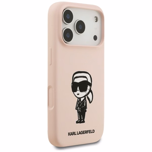 KARL LAGERFELD viedtālruņa apvalks IPHONE 17 Pro Max ar MagSafe saderīgs (silikona ar KL zīmējumu un logotipu) - rozā