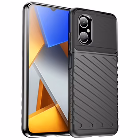 Thunder viedtālruņa apvalks Xiaomi Poco M4 5G silikona bruņu apvalks melns
