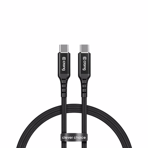 Crong Armor Link USB-C–USB-C kabelis, 200 cm, 100 W PD, 5 A, melns