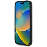 Guess graudainais lielais 4G logotips mazais klasiskā logotipa apvalks iPhone 16 - melns