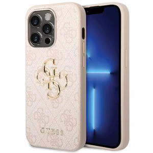 Guess 4G Big Metal Logo viedtālruņa apvalks iPhone 15 Pro – rozā