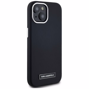 Karl Lagerfeld FW Metal Plate Magnētiskais iPhone 15 viedtālruņa apvalks - melns
