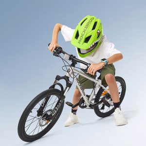 Rockbros TT-32003 haizivs dizaina bērnu velo ķivere ar noņemamu žokļa aizsargu, izmērs S (48-52) - zaļa