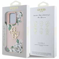 Guess Grained Roses Big 4G logo viedtālruņa apvalks iPhone 16 Pro - rozā