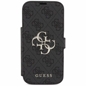 Guess Book 4G Metal Logo atverams maciņš iPhone 18 Pro / 17 Pro, melns