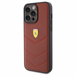 Ferrari Ādas šuvju līnijas viedtālruņa apvalks iPhone 15 Pro Max - sarkans