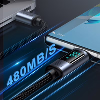 Joyroom Prism Series A16 USB-C / USB-A kabelis 66W 1,2 m ar LED displeju - melns