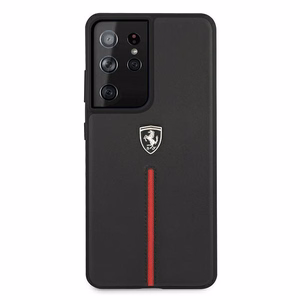 Ferrari FEOSIHCS21LBK S21 Ultra G998 melns/melns hardcase Off Track Leather Nylon Stripe