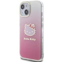 Hello Kitty IML Gradient Electrop Kitty Head viedtālruņa apvalks iPhone 15 - rozā
