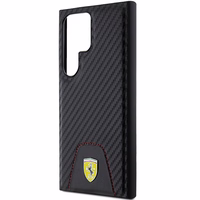 Ferrari Carbon Stitched Bottom viedtālruņa apvalks Samsung Galaxy S24 Ultra - melns