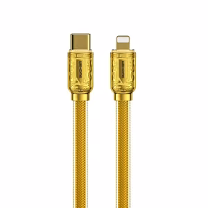 WEKOME WDC-163 Sakin Series USB-C–Lightning uzlādes un datu kabelis, 1 m, PD 20 W, zelta krāsā