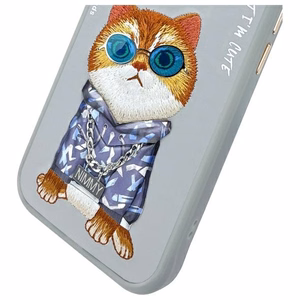 Nimmy Glasses Cool Cat iPhone 15 apvalks - pelēks