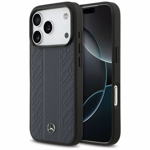 Mercedes Leather Laurel Leaves Stripes MagSafe Чехол для iPhone 17 Pro - синий
