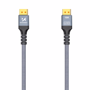 Wozinsky WPS-16AYL1S DisplayPort 2.1 kabelis VESA sertificēts 80 Gb/s 16K@60Hz 8K@120Hz 4K@240Hz HDR HDCP DSC 1m - melns