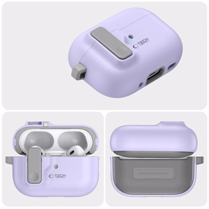 Tech-Protect Slim Hook apvalks ar karabīni Apple AirPods Pro 1 / 2 – violets