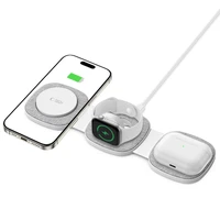 Tech-Protect QI15W-A32 3 vienā indukcijas lādētājs ar MagSafe viedtālrunim / Apple Watch / AirPods - pelēks