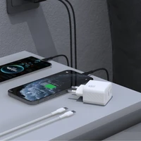 Dudao A28PCEU PD 45W GaN 2xUSB-C Wall Lādētājs with USB-C Kabelis - Balts