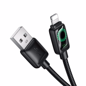 Kabelis ar LCD USB A uz Lightning Hoco 2,4A 1,2 m U146 melns