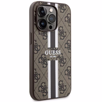 Guess GUHMP14LP4RPSW iPhone 14 Pro 6.1" brūns/brūns cietais apvalks 4G Printed Stripes MagSafe