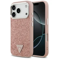 Guess Spīdīgs trijstūra logotips Magnētiskais apvalks iPhone 17 Pro (m) - rozā