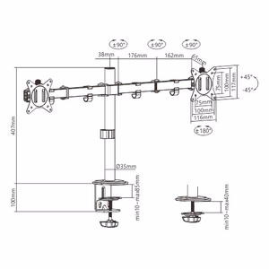 Gembird MA-D2-01 monitor mount / stand 81.3 cm (32") Desk melns