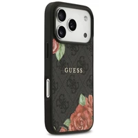 Guess 4G Flowers Print Magnētiskais viedtālruņa apvalks iPhone 17 Pro Max - melna