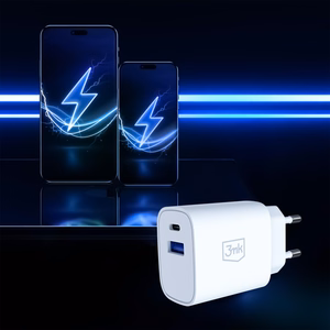 3mk FlowPower 25W 1A1C PD QC4+ sienas lādētājs - balts