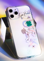 Kingxbar Lucky Series apvalks, dekorēts ar oriģināliem Swarovski kristāliem, iPhone 12 mini – caurspīdīgs (Āboliņš)