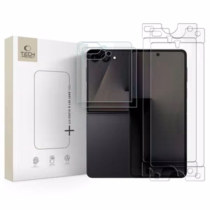 Tech-Protect aizsardzības komplekts Samsung Galaxy Z Flip 7 / 8: Glass Fit+ rūdītais stikls, 2 gab., un Hydro Flex+ hidrogēla plēve, 2 gab.